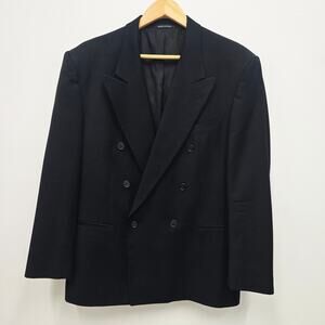 Vintage 90s Vito Rufolo Black Blazer 100% Wool Suit Jacket Sz 42S